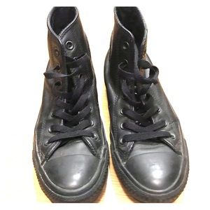 Black Leather Converse Sneakers size 7